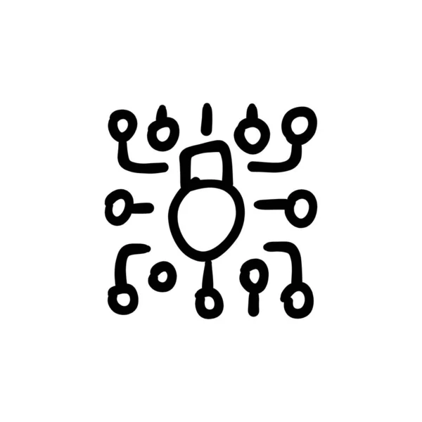 Vektör Olarak Siber Güvenlik Simgesi Logotype Doodle — Stok Vektör