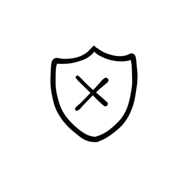 Segurança Negado Ícone Vetor Logotipo Doodle —  Vetores de Stock