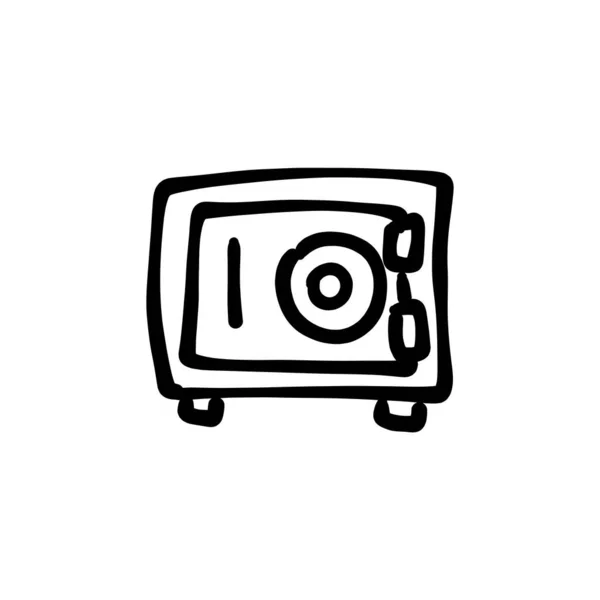 Bankskåpsikonen Vektor Logotyp Doodle — Stock vektor