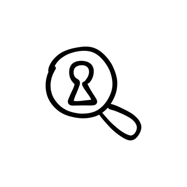 Κλείδωμα Εικονιδίου Μεγεθυντικού Διάνυσμα Λογότυπο Doodle — Διανυσματικό Αρχείο