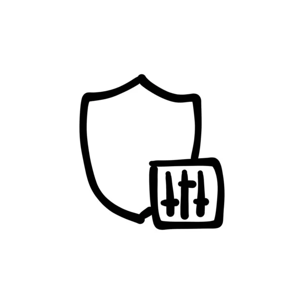 Управление Значком Безопасности Векторе Логотип Doodle — стоковый вектор