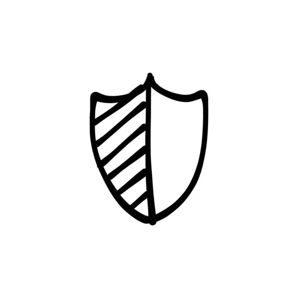 Icono Escudo Seguridad Antivirus Vector Logotipo Doodle — Vector de stock