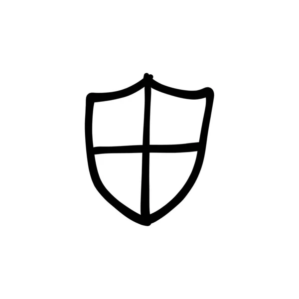 Shield Icon Vector Logotype Doodle — Stock Vector