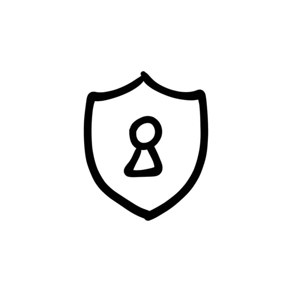 Icono Escudo Seguridad Vector Logotipo Doodle — Vector de stock