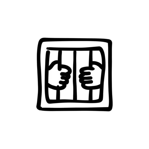 Icona Della Cellula Carceraria Nel Vettore Logotipo Doodle — Vettoriale Stock