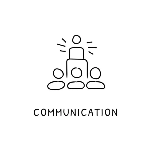 Icono Comunicación Vector Logotipo Doodle — Vector de stock