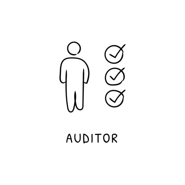 Auditor Ikonen Vektor Logotyp Doodle — Stock vektor