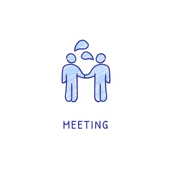 Meeting Symbol Vektor Logotype Doodle — Stockvektor