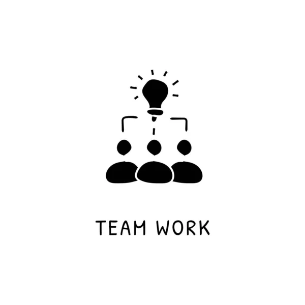 Team Work Icon Vector Logotype Doodle — Stock Vector