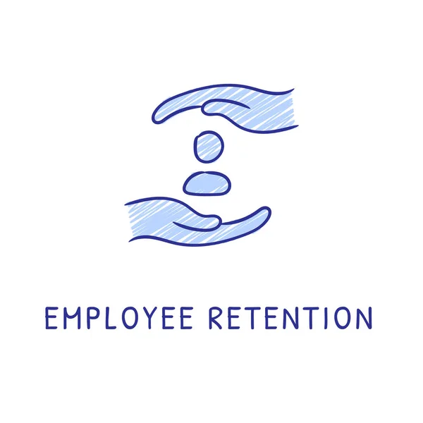 Значок Employee Retention Векторе Логотип Doodle — стоковый вектор