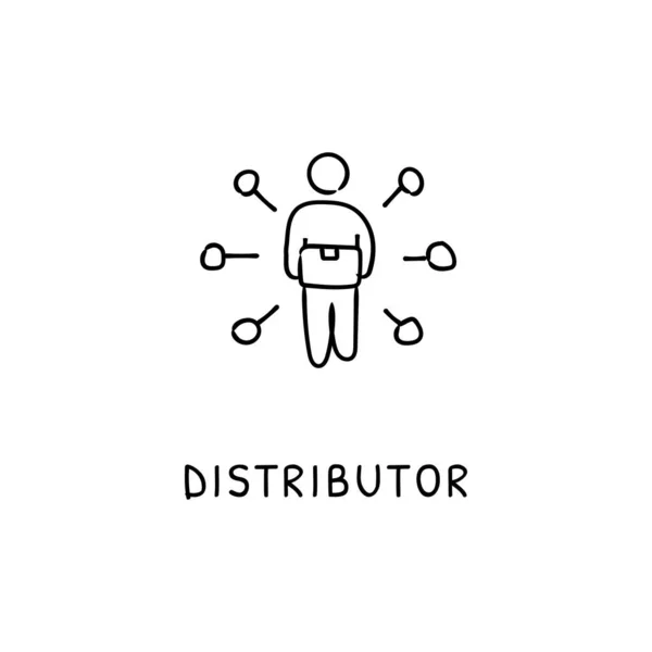 Distributor Symbol Vektor Logotype Doodle — Stockvektor