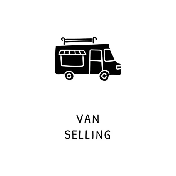 Van Vender Icono Vector Logotipo Doodle — Vector de stock