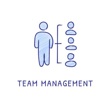 Takım Yönetimi simgesi vektörde. Logotype - Doodle