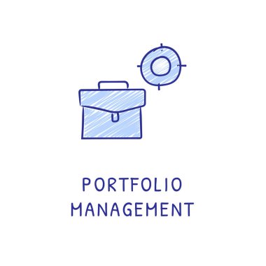 Vektör olarak PORTFOLIO MANAGEMENT simgesi. Logotype - Doodle