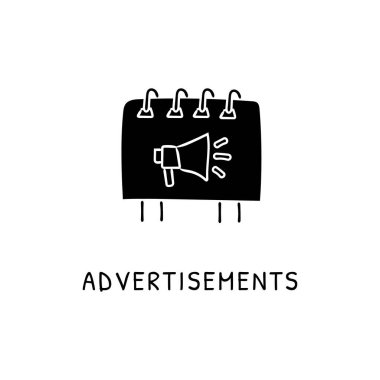 Vektör içinde ADVERTISEMENts simgesi. Logotype - Doodle