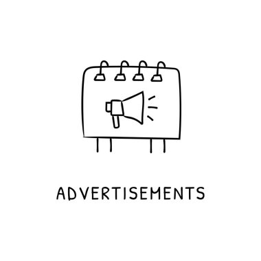 Vektör içinde ADVERTISEMENts simgesi. Logotype - Doodle
