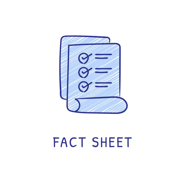 Fact Sheet Icoon Vector Logotype Doodle — Stockvector