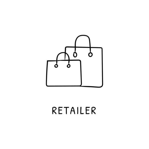 Retailer Symbol Vektor Logotype Doodle — Stockvektor