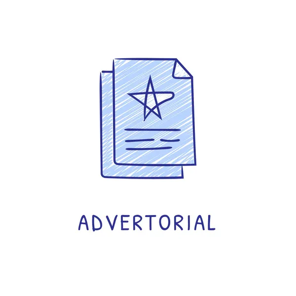 Ikona Advertorial Vektoru Logotyp Doodle — Stockový vektor