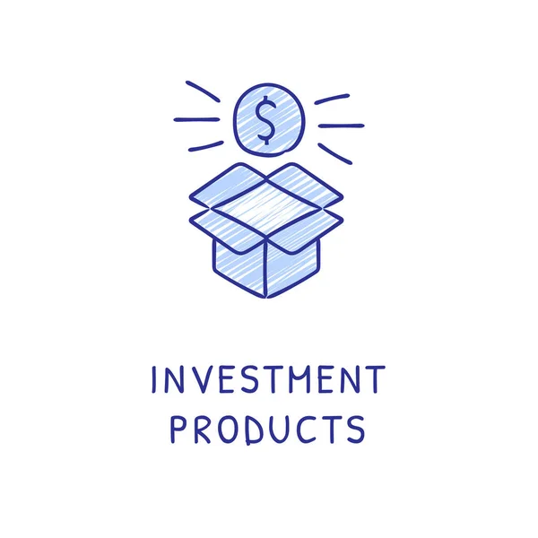 Produtos Investimento Ícone Vetor Logotipo Doodle — Vetor de Stock
