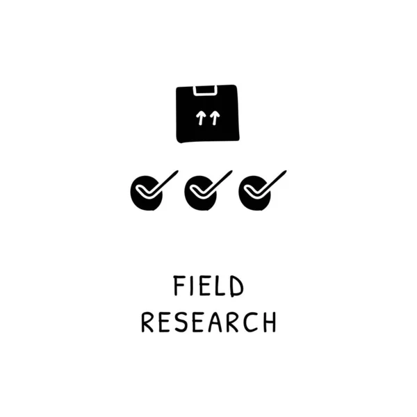 Field Research Icon Vector Logotype Doodle — Stock Vector