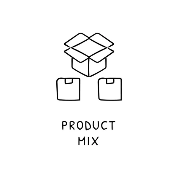 Product Mix 아이콘 벡터에 Logotype Doodle — 스톡 벡터