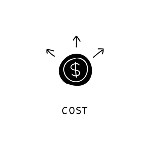 Cost Ikon Vektorban Logotípus Doodle — Stock Vector