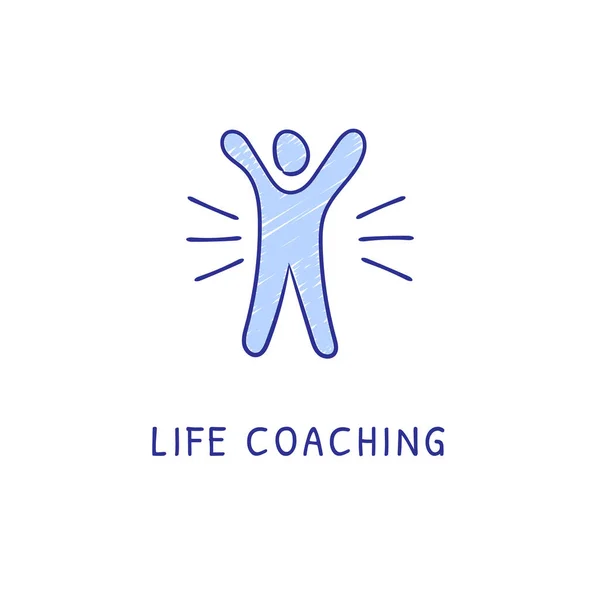 Icona Life Coaching Nel Vettore Logotipo Doodle — Vettoriale Stock