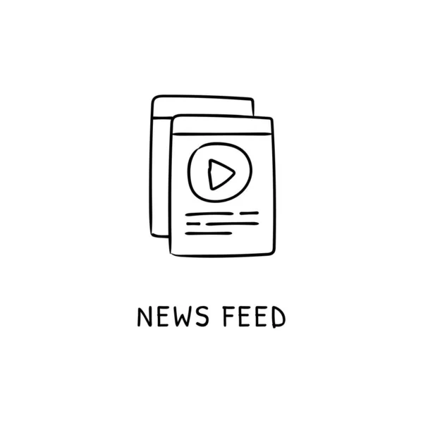 Noticias Feed Icono Vector Logotipo Doodle — Vector de stock