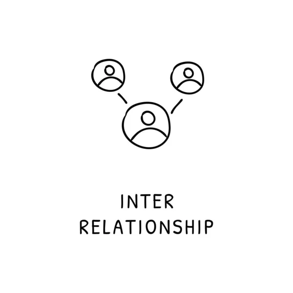 Pictograma Inter Relationship Vector Logotip Doodle — Vector de stoc