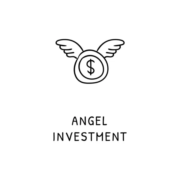 Ícone Investimento Angel Vetor Logotipo Doodle — Vetor de Stock