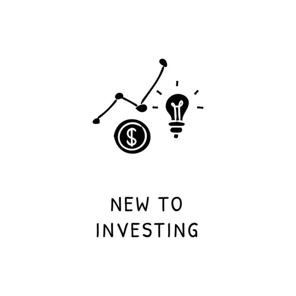 Nuevo Inversión Icono Vector Logotipo Doodle — Vector de stock