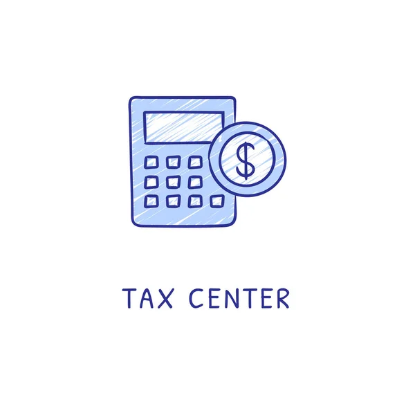 Icona Tax Center Nel Vettore Logotipo Doodle — Vettoriale Stock