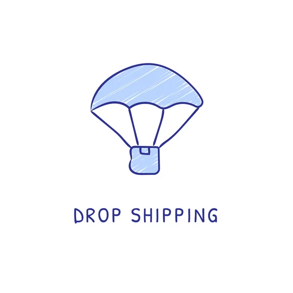 Drop Shipping Icono Vector Logotipo Doodle — Vector de stock