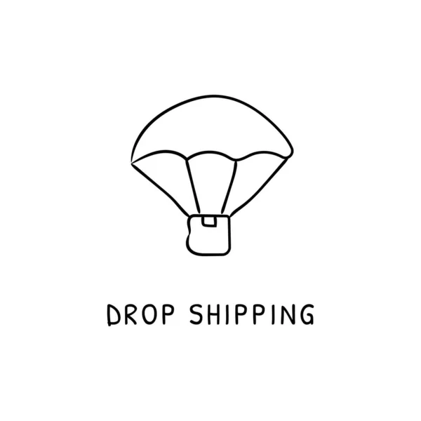 Drop Shipping Symbol Vektor Logotype Doodle — Stockvektor
