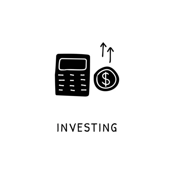 Investing Icoon Vector Logotype Doodle — Stockvector