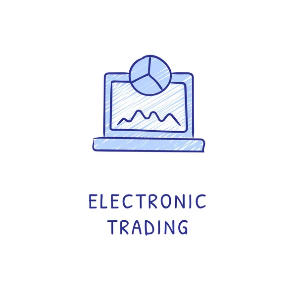 Elektronisk Trading Ikon Vektor Logotyp Doodle — Stock vektor