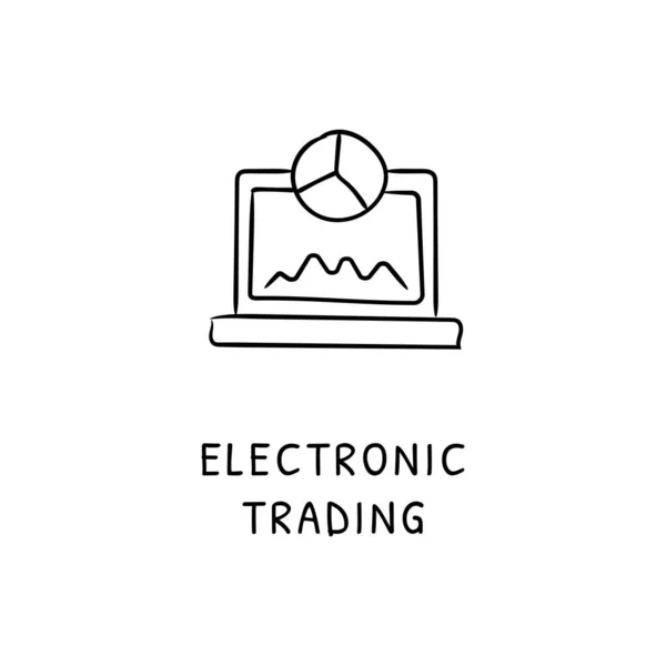 Elektronisk Trading Ikon Vektor Logotyp Doodle — Stock vektor