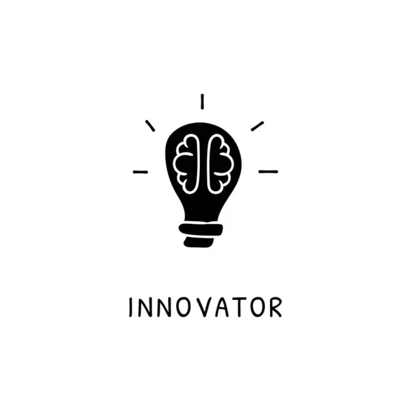 Innovator Symbol Vektor Logotype Doodle — Stockvektor