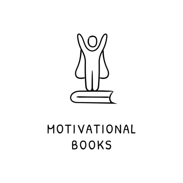 Libros Motivativos Icono Vector Logotipo Doodle — Archivo Imágenes Vectoriales