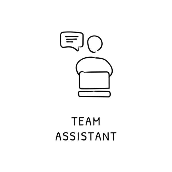 Team Assistant Icon Vector Logotype Doodle — Stock Vector