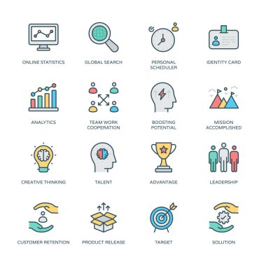 İş ve Finans Satır Doldurulmuş simgeleri, okşanmış - Vektörler