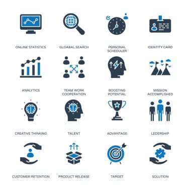 İş ve Renkli Kabartma simgeleri, okşanmış - Vektörler