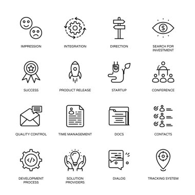 İş ve Finans ince çizgi simgeleri, okşanmış - Vektörler