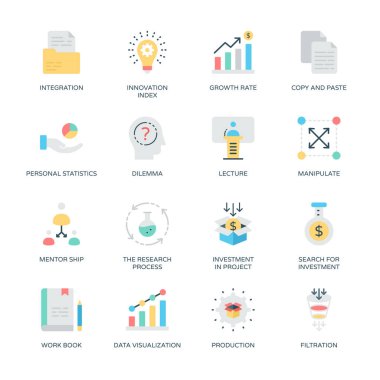 İş ve Düz simgeler, okşanmış - Vektörler