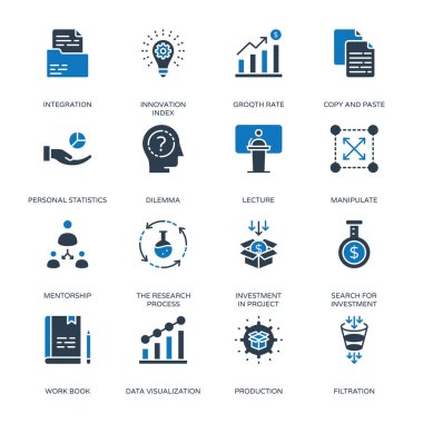 İş ve Renkli Kabartma simgeleri, okşanmış - Vektörler