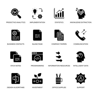 İş ve Düz Çember simgeleri, okşanmış - Vektörler