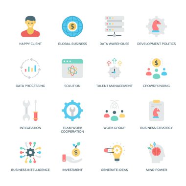 İş ve Düz simgeler, okşanmış - Vektörler