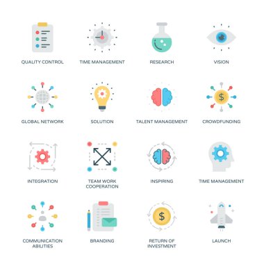 İş ve Düz simgeler, okşanmış - Vektörler