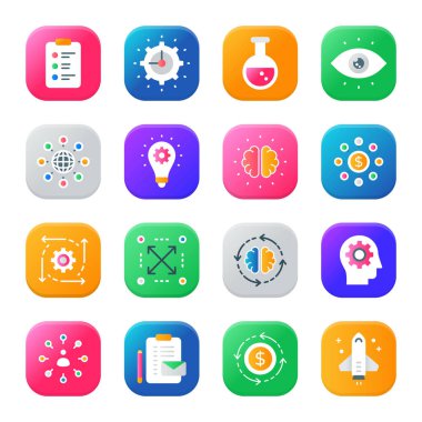 İş ve Düz Çember simgeleri, okşanmış - Vektörler